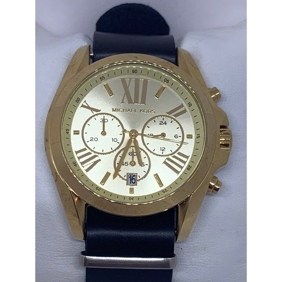 Michael Kors MK5605 Unisex Black Leather Analog Ch main image 11